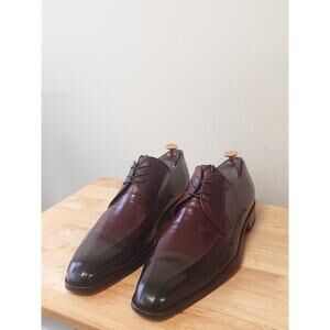 Mezlan Men’s Embroidered Oxford 10.5M Burgundy Leather Dress Shoes Spain